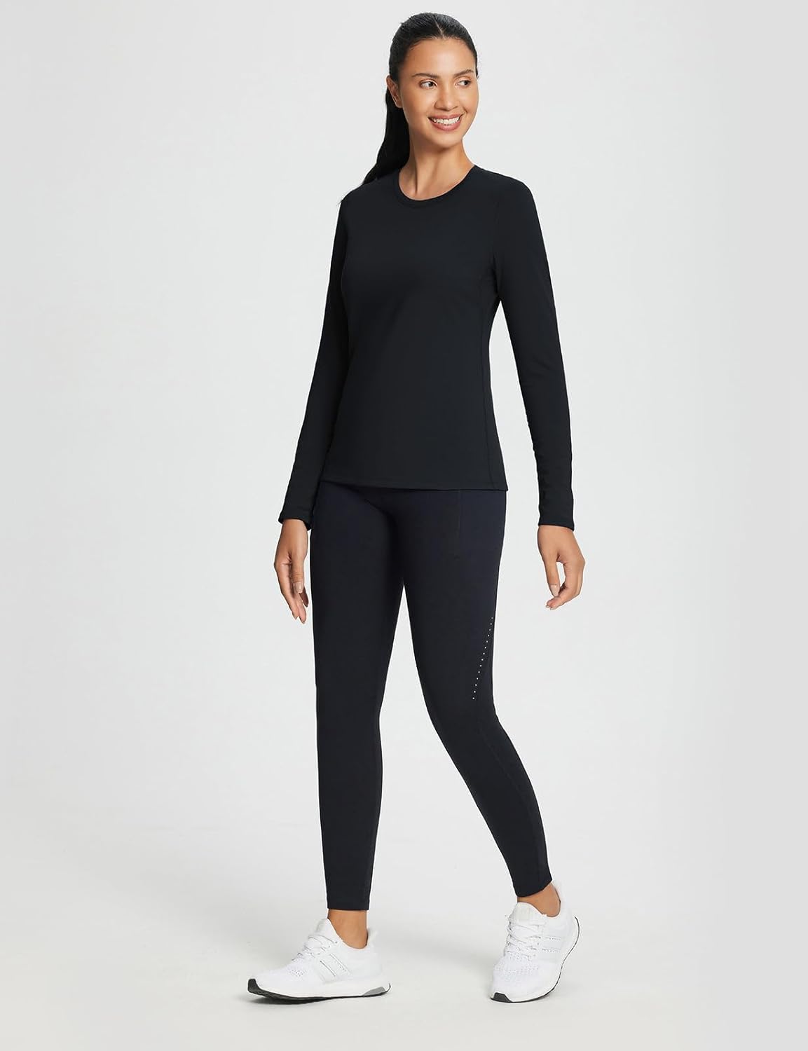 baleaf Women's Thermal Shirts Crewneck Fleece Lined Long Sleeve Tops Running Workout Ski Base Layer Winter Cold Weather - Image 3