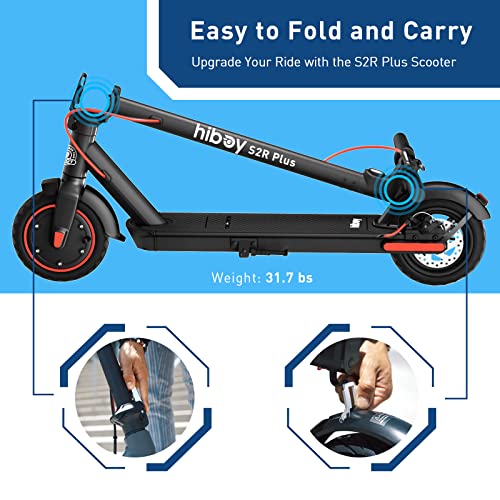 Image of Hiboy S2R Plus Electric Scooter for Adults, 19 MPH, 22-Mile Range | 500W peak motor, removable battery, dual brakes, app control and foldable frame