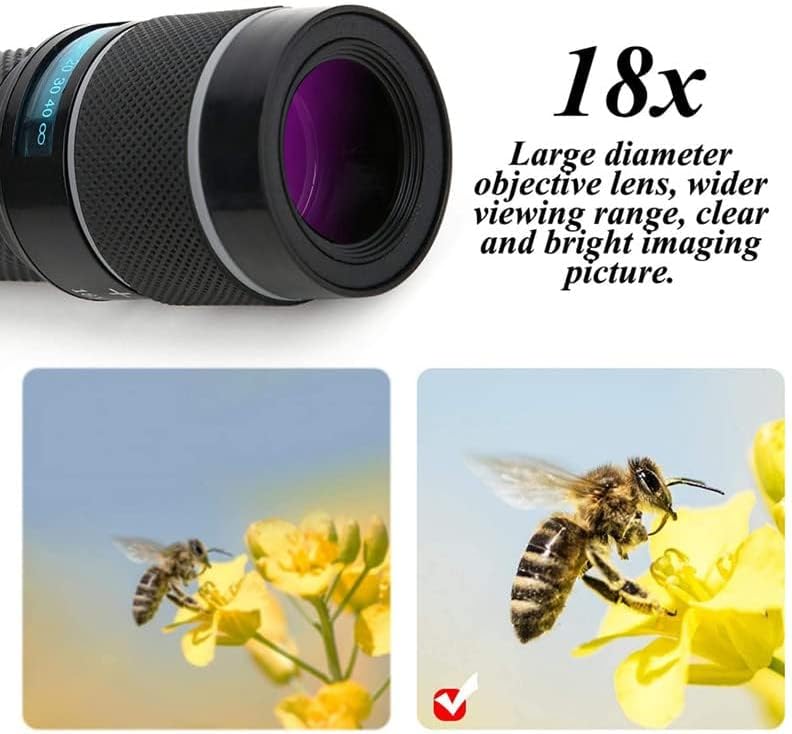 Daily Use 18x Zoom Wide Angle HD Telephoto Phone Camera Lens for Mobile - No Black Corner Universal Optical Zoom ? with Clip and Tripod.