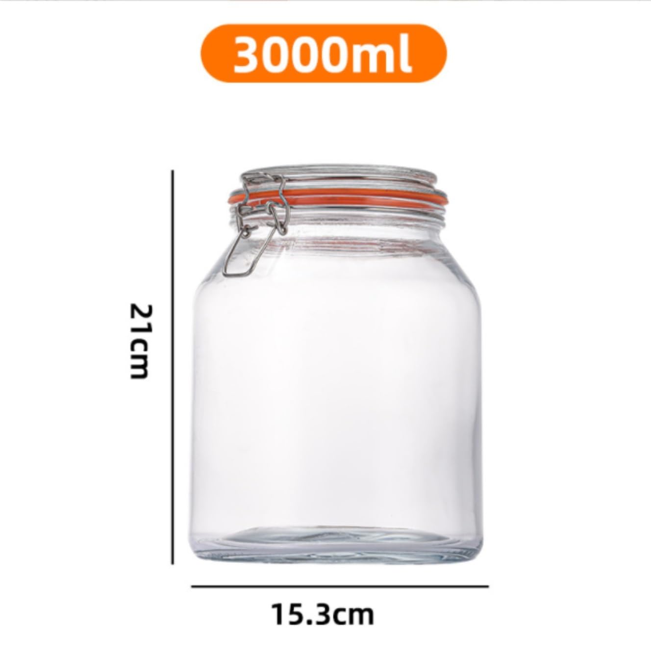 Bocaux De Rangement Boîtes De Cuisine Bocal De Conservation en Verre À Large Ouverture avec Couvercle Hermétique for Cornichons 3000 ML(3pcs)