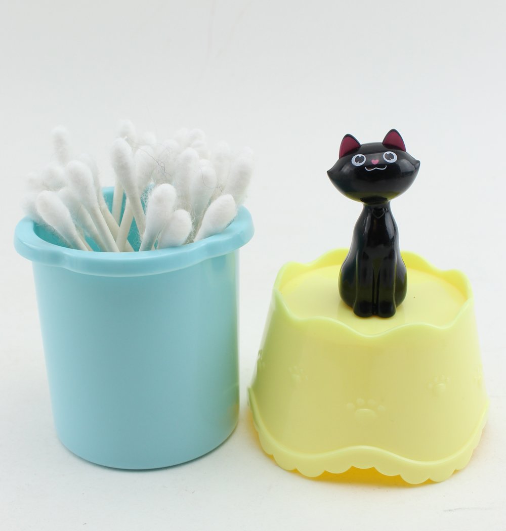 We pay your sales tax Super Cute Cat Design Jewelry Stand Display Earrings Hangers Storage Rack (Yellow Lid Q-tip Holder)