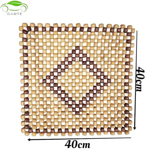 Image of SARTE Wooden Beads for Car Seat Ultra Comfort Wooden Beads Cover Acupressure Sitting Bead Seat Wooden Cushion Pad for All Type of Chairs (Beige, 2Pc)