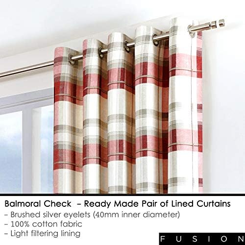 Fusion - Balmoral Check - Curtain, 117 x 183cm, Ruby
