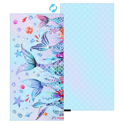 MelonBoat Mermaid Microfiber Beach Towel: Extra Large Quick Dry Beach Towel for Travel, Sand Free Super Absorbent, Thin Lightweight Compact for Kids Girls Trip Vacation Beach Bath Camping Pool Swim