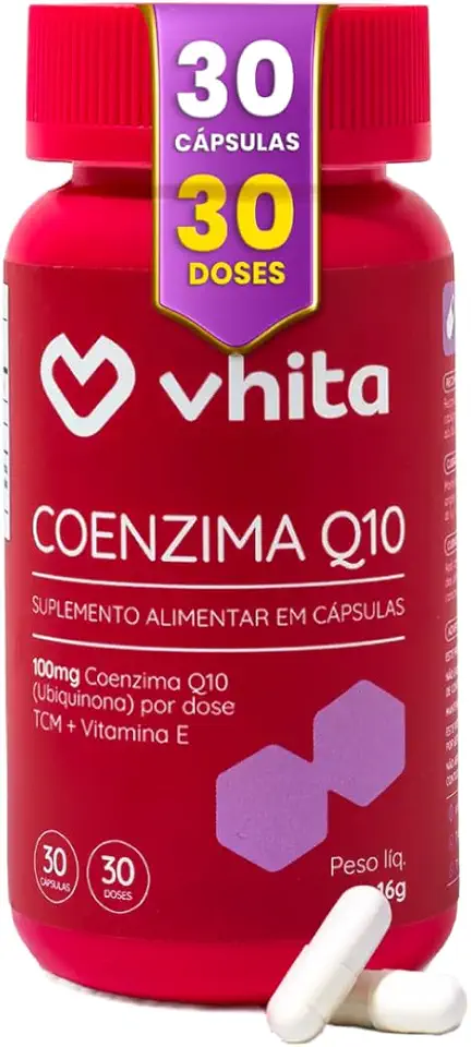 Coenzima Q10 100mg com Vitamina E e TCM 30 Cápsulas - Vhita