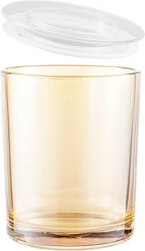 CandMak Candle Jars, 15 Pack 9 OZ Empty Glass Vessels Containers Jars Bulk with Clear Lids for Candle Making Luxury Champagne