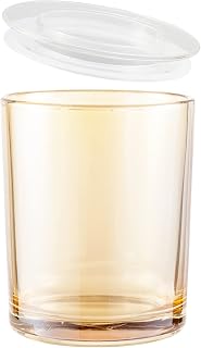 CandMak Candle Jars, 15 Pack 9 OZ Glass Empty Candle Vessels Containers Jars Bulk with Clear Lids for Making Candles (Luxury Champagne)
