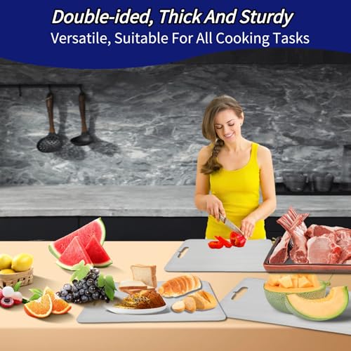 Tablas de corte de titanio para cocina - Tabla de corte de acero inoxidable de doble cara con diseño colgante, fácil de limpiar, duradera y resistente a la corrosión para carne, verduras y frutas miniatura 5