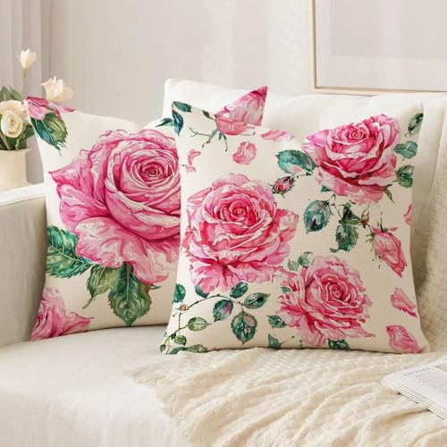 Taie oreiller rose imperméable housse coussin 80x80cm grand format - 3