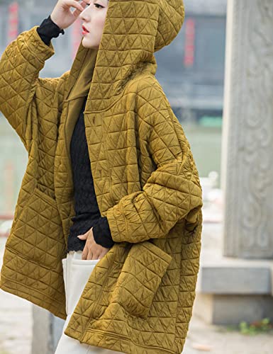 NFYM Women's Lightweight Dolman Quilted Jackets Hooded Winter Button Down Casual Outwear Coat with Pockets4