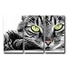 Produktbild 3 Stück schwarz und weiß Wand Kunst Bild Grün Eye Cat Prints auf Leinwand Animal der Decor Öl für Home Moderne Dekoration Print