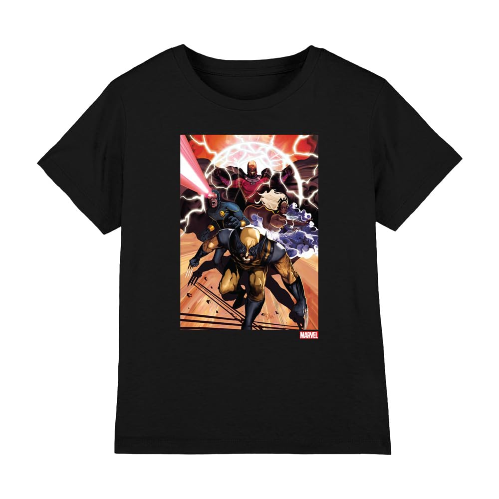 Marvel Men's Black X- Boys Team Attack Unisex Kids T-Shirt, 5-6 Years Uk