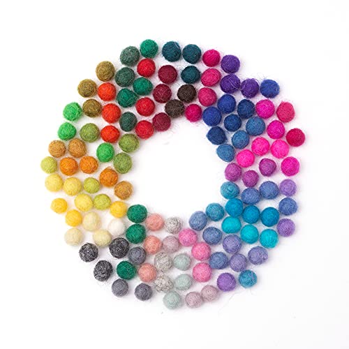 Glaciart One Wool Felt Balls Super Small (120 Pieces) 0.5 Centimeter - 0.2 Inch, Tiny Handmade Felted 40 Color (Red, Blue, Yellow, Black, Pastel and More) Bulk Small Puff for Felting and Jewelery