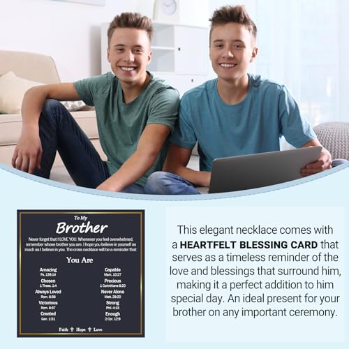 EPIRORA Cross Necklaces Gifts for Men Him, Stainless Steel Cross Necklace Cuban Chain Pendant Necklace Gifts for Son Grandson Brother Nephew Mens2