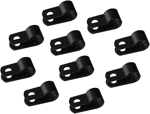 Miniatura 5 de heyous 100 piezas de abrazadera de cable tipo R de 13 pulgada (0.331 in) de sujeción de tubo de manguera de alambre de nailon fijo, soporte
