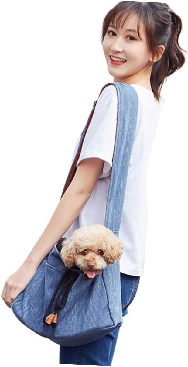 FRCOLOR Pet Dog Cat Carrier Sling Portable Pet Shoulder Bag Side Mesh Ventilation for Comfort