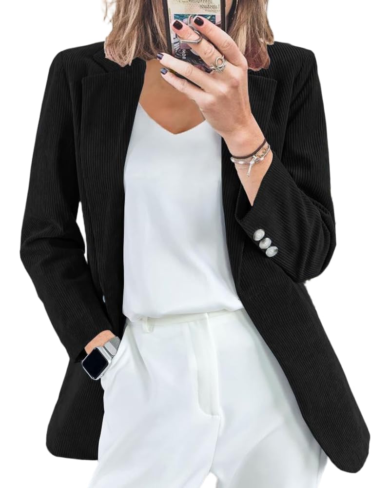 Womens Fall Corduroy Blazers Jackets Business Casual Long Sleeve Open Front Notch Collar Outerwear 2025