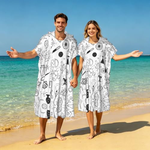 Poncho à capuche imprimé chimie en microfibre légère pour l'été - 7