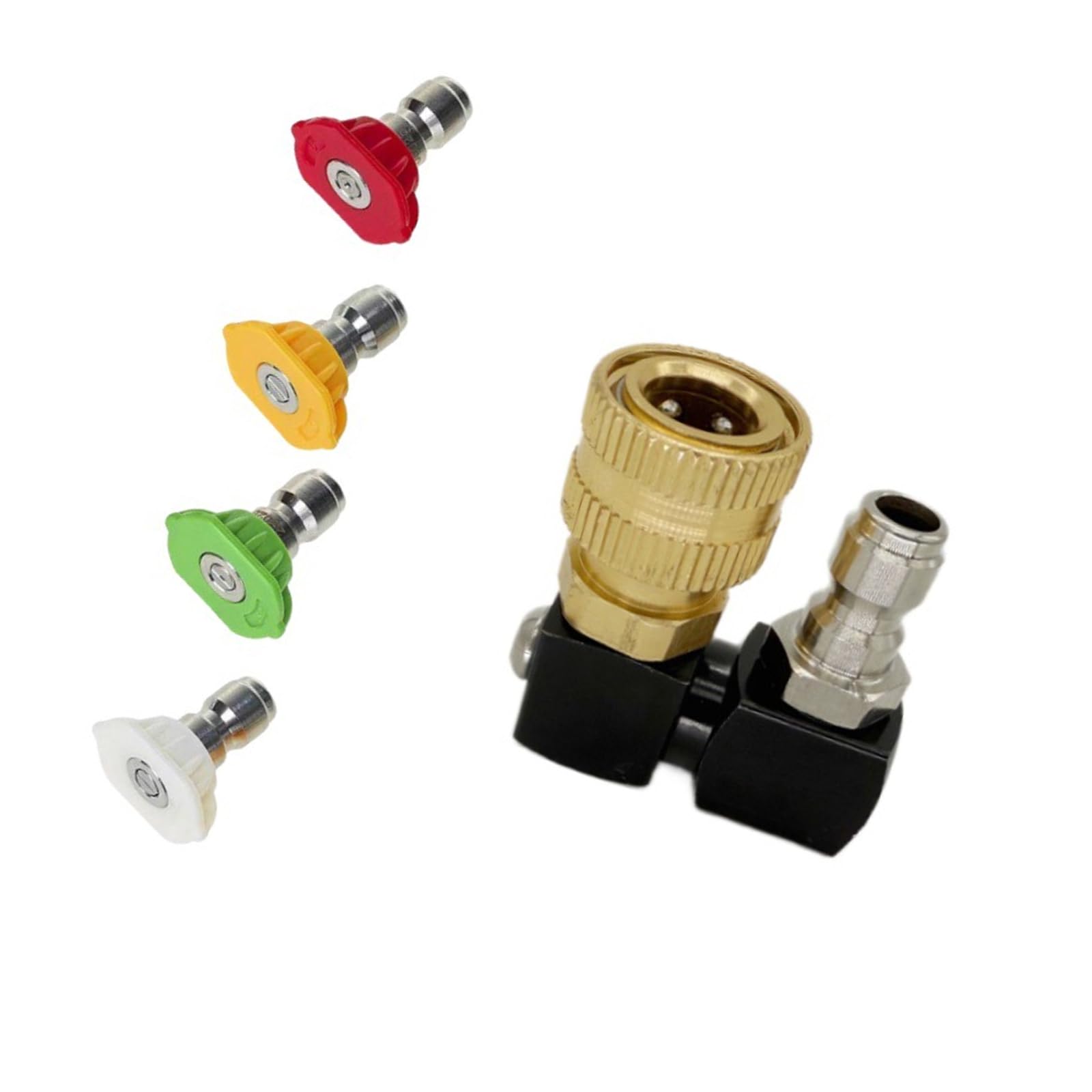 Jsghgdf Black 1 / 4Inch Quick Connecting Adaptor 360°Swivel Fitting For Pressure Washer With 0 15 25 40Degree Nozzle Attachments Rotating Water Sprinkle Nozzle