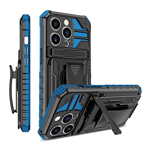 Coque iPhone 12 Pro étui protection clip ceinture rotatif bleu