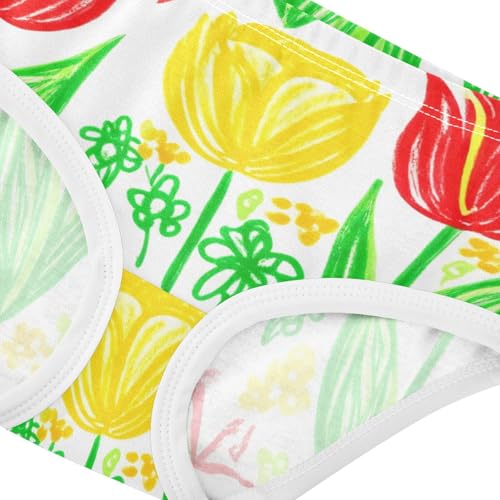 Girls Underwear Toddler 2t Cotton Panties Little Girl Personalized Briefs Girls Undies Doodle Colorful Spring Flowers4