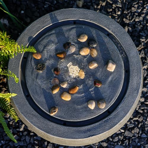 Garden Water Fountain Outdoor Bubbler Water Feature Indoor with Lights & Pump and Pebbles Waterfall Fountains Concrete Effect for Patio Deck Yard Home Decor Gray, 18 "L x 18" W x 11.5" H