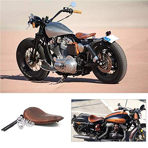 KATUR Motorcycle Slim Synthetic Leather Seat Brown Crocodile Mounting Cover Cowl Pad for Most of The Solo Passenger Harley Sportster Bobber Chopper Custom - Thumbnail 7