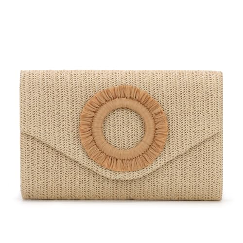 Image of GOKTOW Straw Clutch Purse Rattan Summer Woven Beach Handbags for Women Wedding Vacation Travel Party 2025