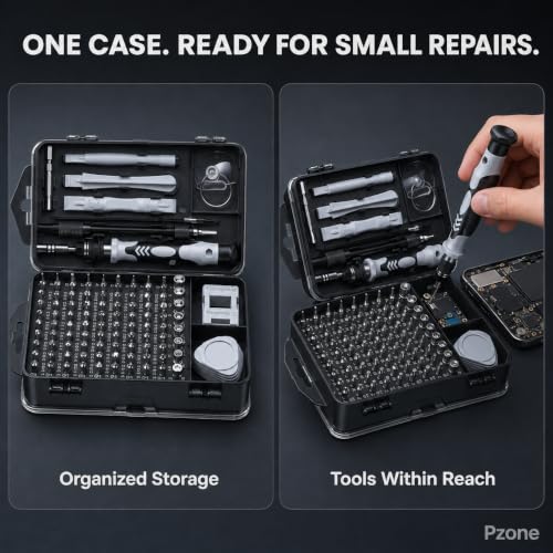 Image of 115-in-1 Precision Screwdriver Set, Magnetic Mini Repair Tool Kit with Bits, Extension Rod & Case for Phone, Laptop, Computer, Watch, Eyeglass & Electronics