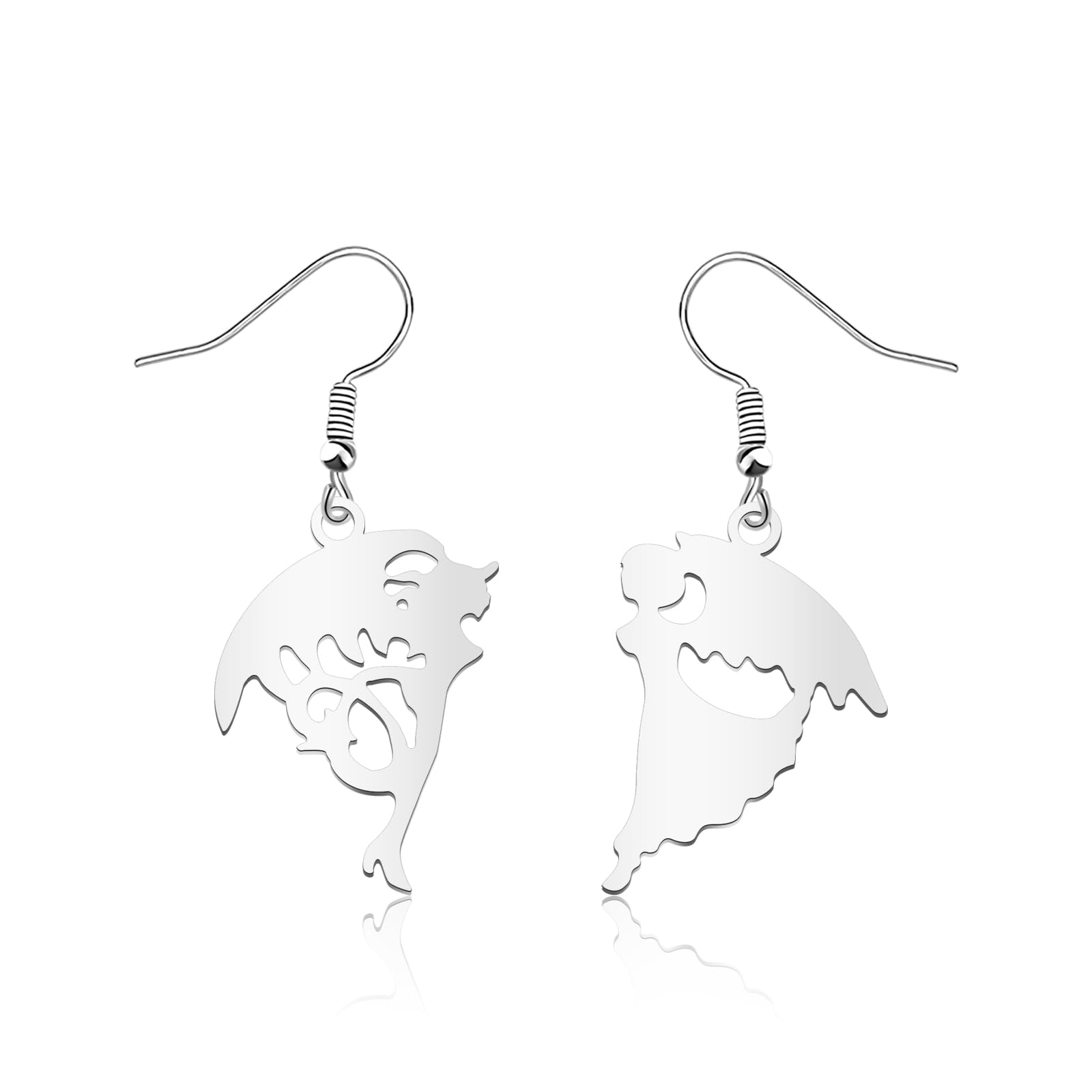 Stainless Steel Devil and Angel Charm Dangle Earrings Good & Evil Jewelry