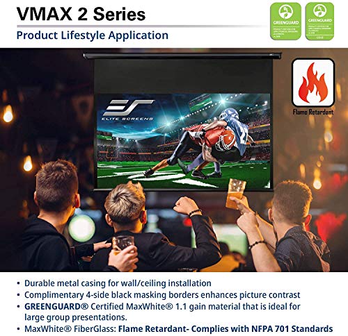 Elite Screens Vmax2, 100-Inch 16:9, Wall Ceiling Electric Motorized Drop Down Hd Projection Projector Screen, Vmax100Uwh2 #TOP4