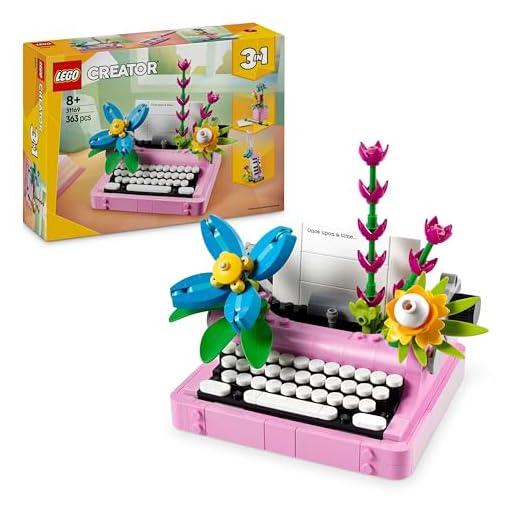 LEGO Creator 3in1 Typewriter with Flowers Toy - Transforms into a Keytar Model or a Flowerpot with a Pen & Notebook - Creative Birthday Gift for 8+ Year Old Girls & Boys - 31169
