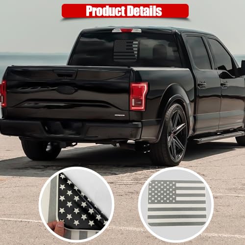 Image of USA Flag Decal for Truck,Car & Pickup - American Decal for Rear Window, F150 F250 F350 2015-2023 (Black-F150)