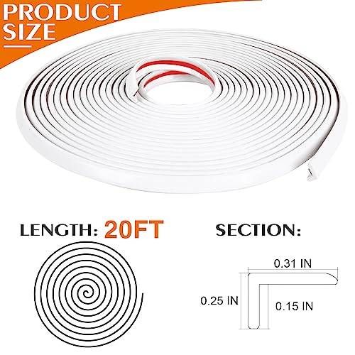 Image of Peel and Stick Tile Edge Trim 20Ft L-Shape Tile Outside Corner Molding Vinyl Tile Exterior Trim Edging Moulding for Bathroom Tile Backsplash & Shower Wall Edges Furniture Decoration - White