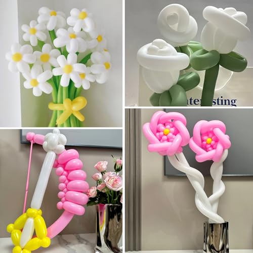 Image of 100Pcs White 260 Balloons, Skinny Long Balloon for Tying Balloon Arch Twisting Ballon Animal Balloons Birthday Party Wedding Festival Decorations.