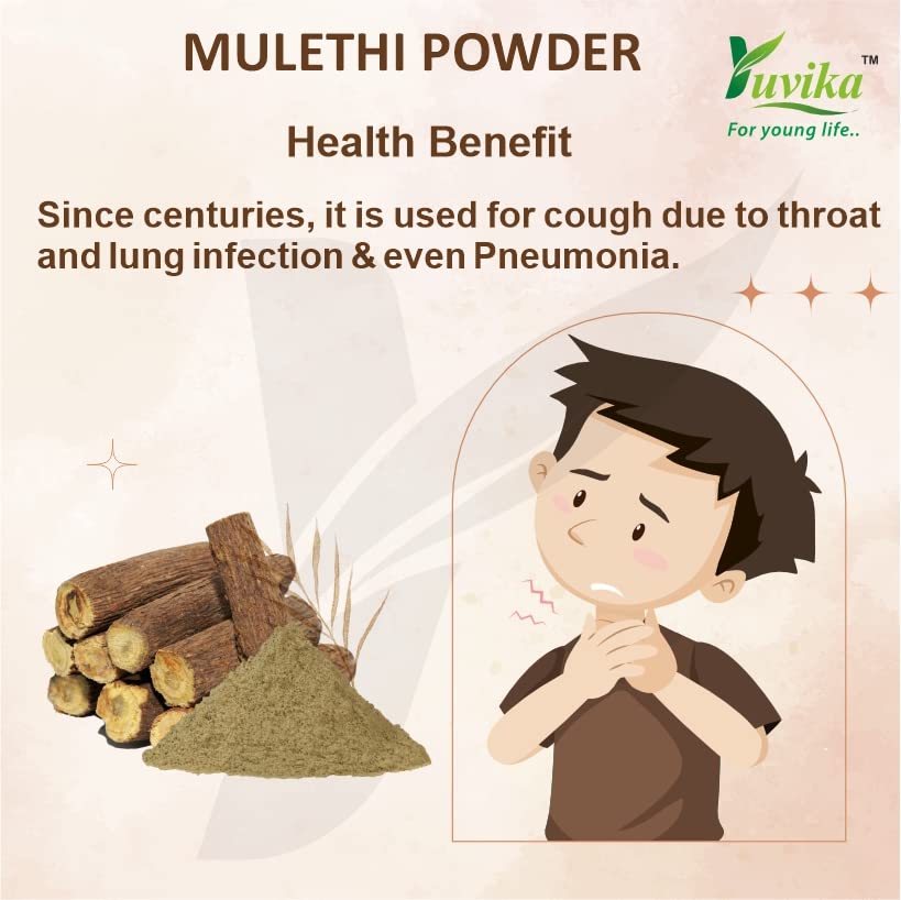 Yuvika Mulethi Powder - Glycyrrhiza Glabra - Yashtimadhu - Jeshthamadha - Licorice Root 100 Grams - Image 6 thumbnail