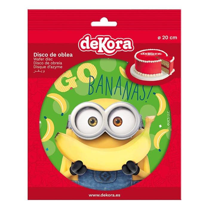 Dekora- Decoration Gateau Anniversaire Feuille Azyme Minions- 20 cm diametre