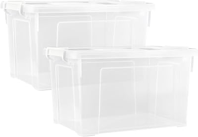 2 Pack 9.5QT Clear Plastic Storage Bins with Latching Lids and Handles