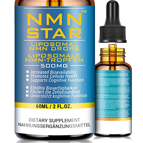 Ultra High Liposomal NMN Drops, 500mg, Boost NAD Levels for Cellular Repair, Mental Performance & Anti Aging, Nicotinamide Mononucleotide Supplement for 30 Day Supply (1 Bottle)