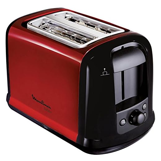 Moulinex LT261D Subito - Roter Doppelschlitz-Toaster | Brötchenaufsatz | 850 Watt | Variable Bräunungsstufen | Rot/Schwarz