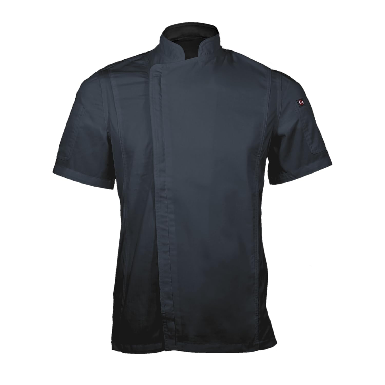 ChefsCloset Short Sleeve William Chef Coat Mens Modern Zipper Chef Jacket (S, Pewter)