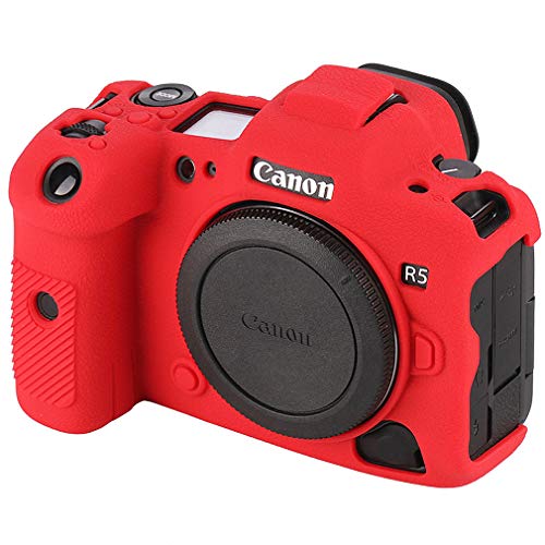 Silikon-Schutzhülle Kameratasche Rutschfestes Textur-Design Rubber Case Schutzhülle Kompatibel mit Canon EOS R5 (rot) Cover