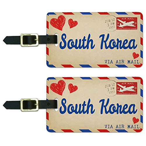 Graphics & More Air Mail Postcard South Korea Luggage Tag