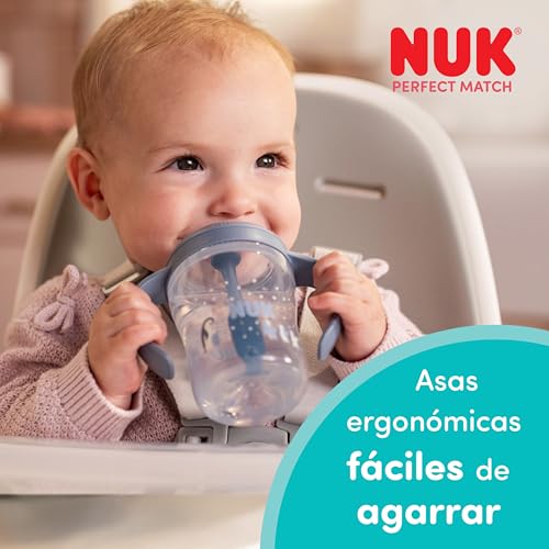 Miniatura 6 de Nuk Perfect Match Vaso Aprendizaje Bebe 6 Meses 260 Ml Vaso Antiderrame Bebe Con Pajita Asas Antideslizantes Azul 2 Unidades