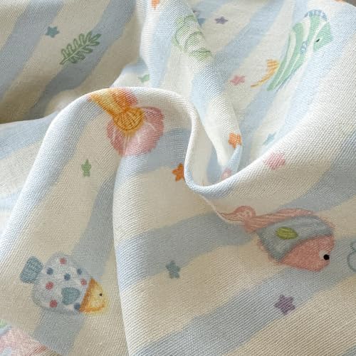 Image of VM VOUGEMARKET Kids Fish Duvet Cover Set Twin,Blue Striped