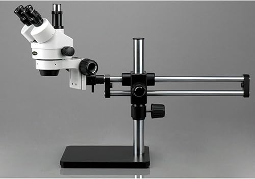 Miniatura 3 de AmScope SM-5T-FRL Microscopio de zoom estéreo trinocular profesional, ocular WH10x, aumento 7X-45X, objetivo de zoom 0.7X-4.5X, iluminación