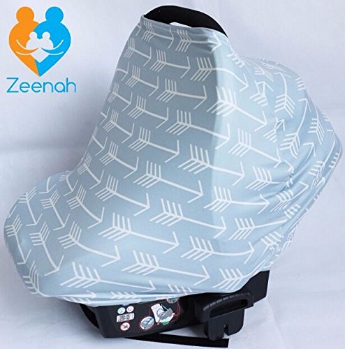 Multi-Use Carseat Canopy & Breastfeeding Cover - Breathable & Stretchy Cover for Privacy, Carseat, Stroller, High-Chair & Scarf - Privacy+Protection from Sun Heat & Cold - Arrows