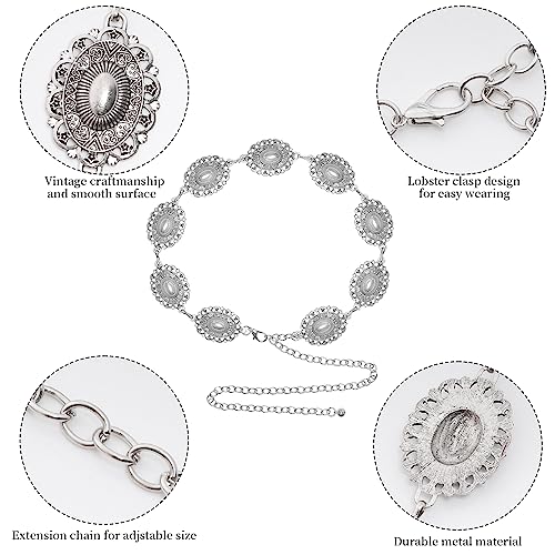 Western Oval Concho Chain Belt for Women Metal Waist Chain Belt for Dresses Jeans Western Cowgirl3