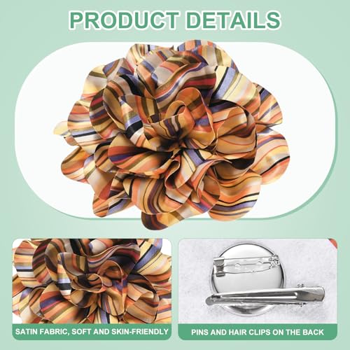 Image of M METERXITY Extra Large Rose Flower Brooches, Lapel Pins Dainty Satin Fabric Big Camellia Oversized Brooch Pin