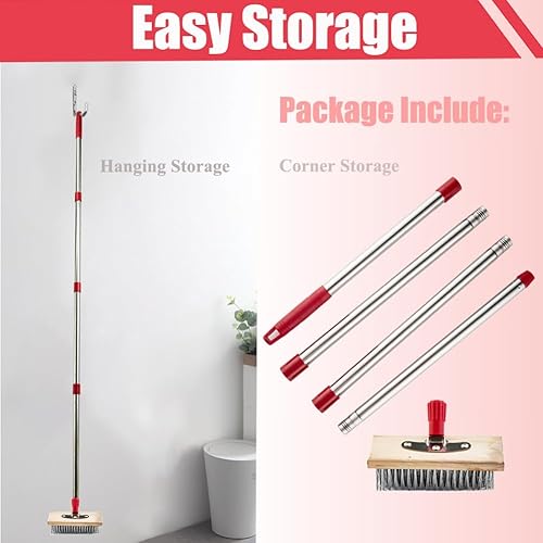 Miniatura 7 de Escoba de alambre para exteriores con mango largo, cerdas de metal rígidas, cepillo para limpiar musgo, manchas duras en concreto, lechada, jardín,